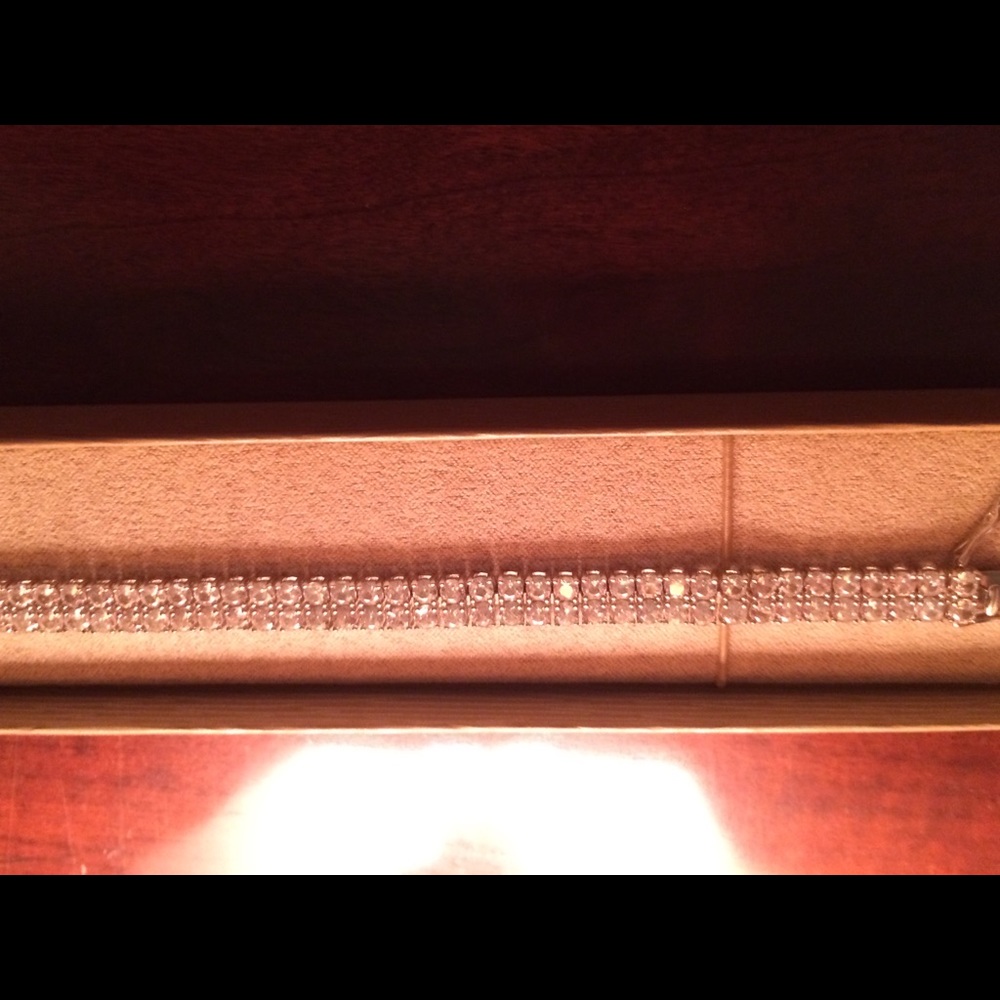 Double white zircon tennis bracelet in SS